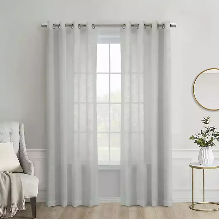 Curtains & Drapes-Kirklands Home Boucle Sheer Single Curtain Panel, 63 in. Gray
