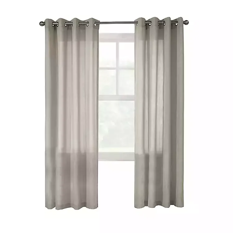 Curtains & Drapes-Kirklands Home Beige Linen Light Filtering Curtain Panel, 95 in. Brown