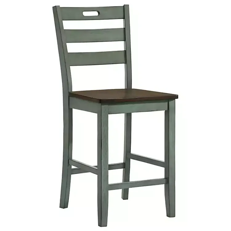 Bar Stools & Counter Height Stools-Kirklands Home Antique Wood Counter Stools, Set of 2 Green