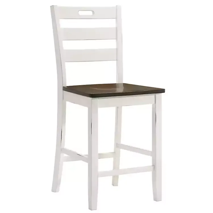Bar Stools & Counter Height Stools-Kirklands Home Antique Wood Counter Stools, Set of 2 White