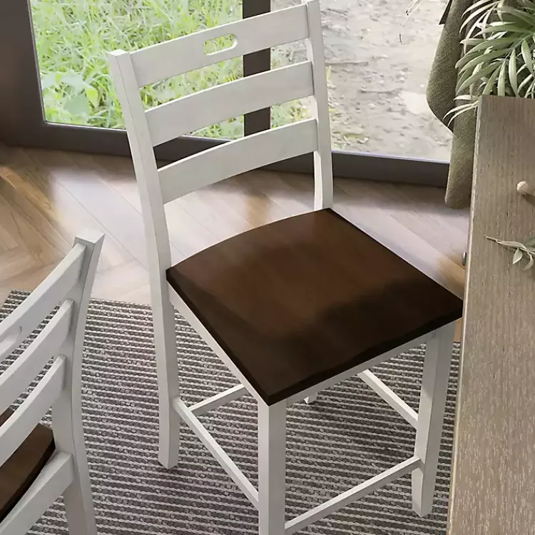 Bar Stools & Counter Height Stools-Kirklands Home Antique Wood Counter Stools, Set of 2 White