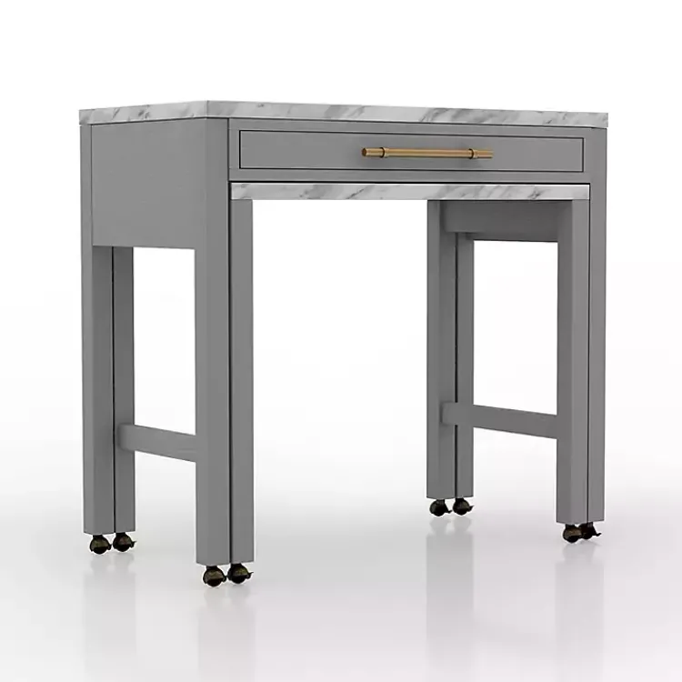 Dining Tables-Kirklands Home Gray and White Faux Marble Nested Counter Table