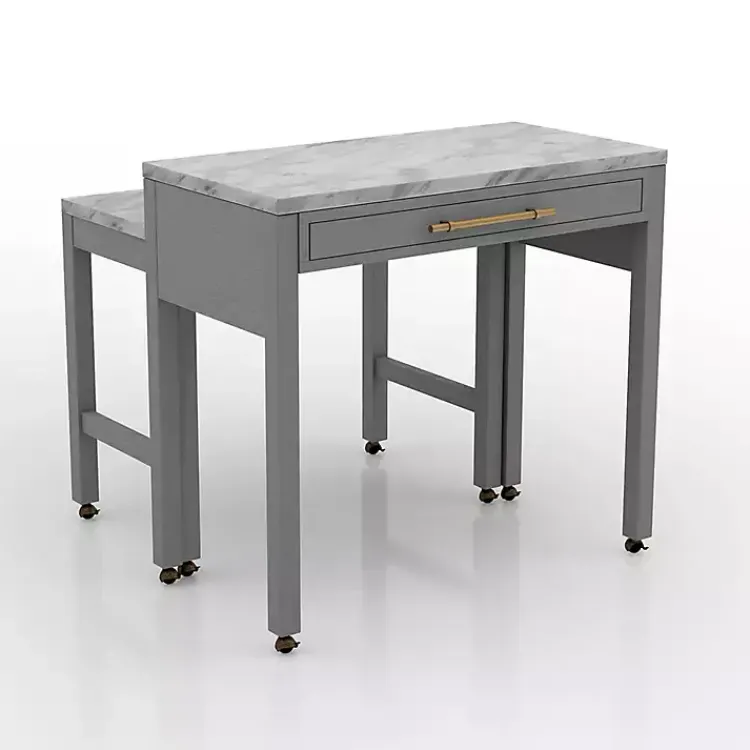 Dining Tables-Kirklands Home Gray and White Faux Marble Nested Counter Table