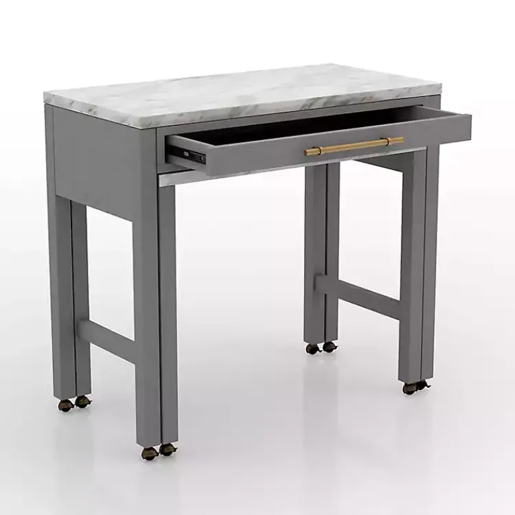 Dining Tables-Kirklands Home Gray and White Faux Marble Nested Counter Table