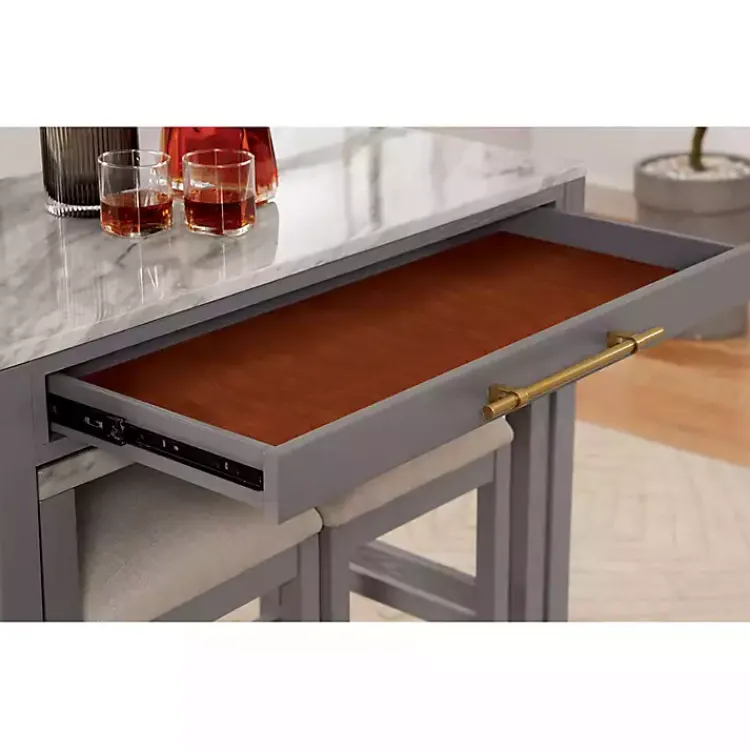 Dining Tables-Kirklands Home Gray and White Faux Marble Nested Counter Table