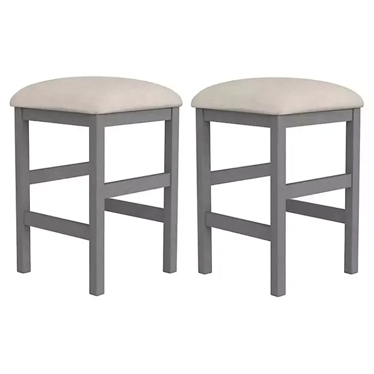 Bar Stools & Counter Height Stools-Kirklands Home Wood Upholstered Seat 2-pc. Counter Stool Set Gray