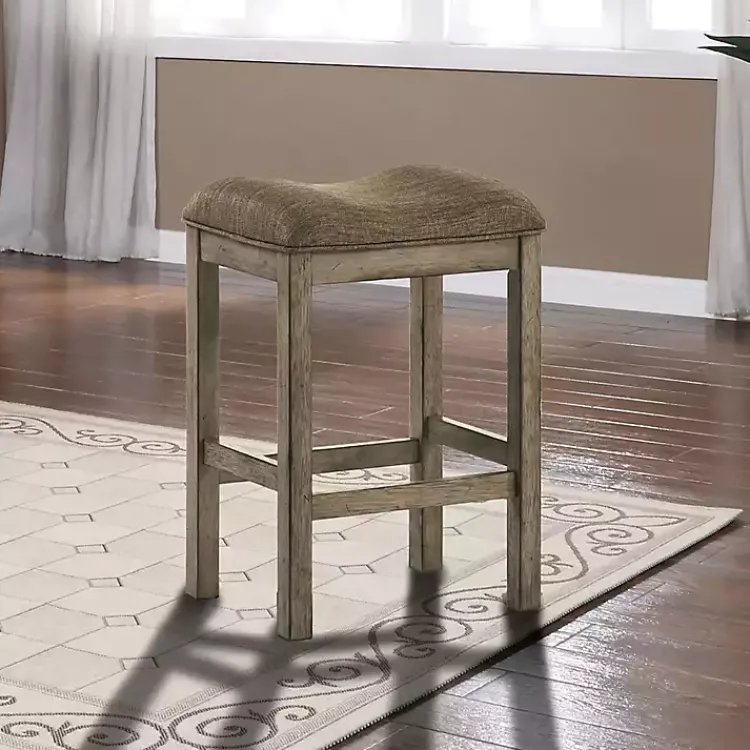 Bar Stools & Counter Height Stools-Kirklands Home Chestnut Wood Upholstered Counter Stools, Set of 2 Brown