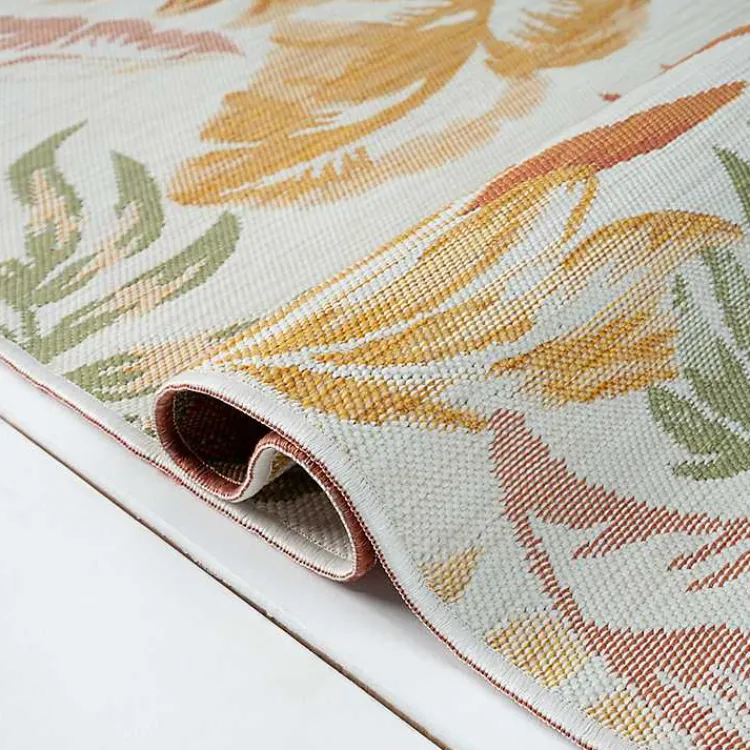 Outdoor Rugs-Kirklands Home Orange & Green Palms Reversible Outdoor Rug, 5x7