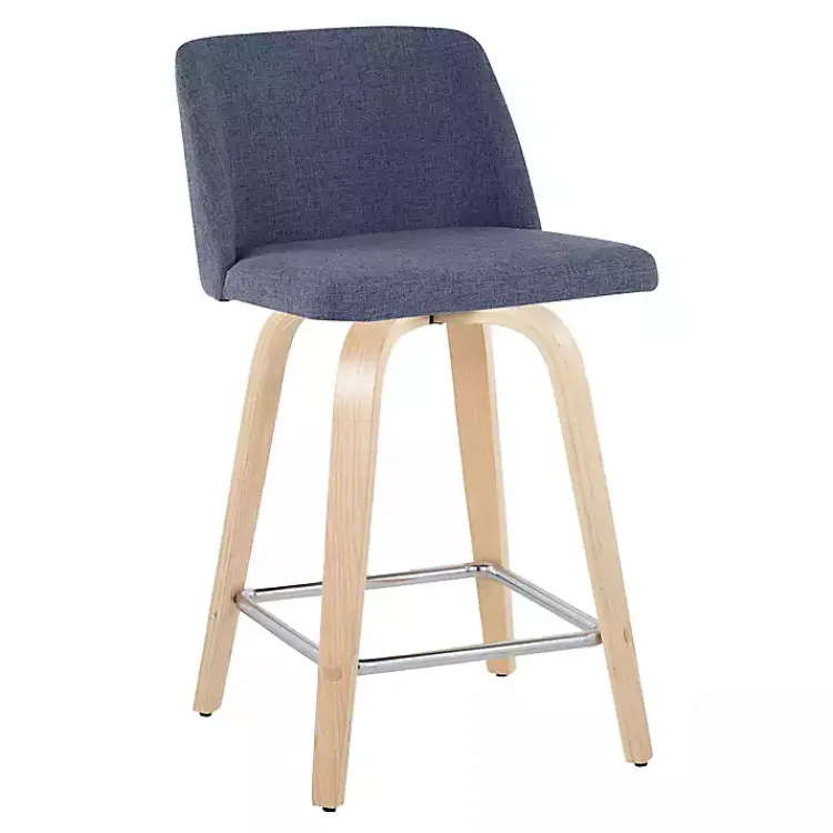 Bar Stools & Counter Height Stools-Kirklands Home Navy Torino Upholstered Counter Stools, Set of 2 Blue