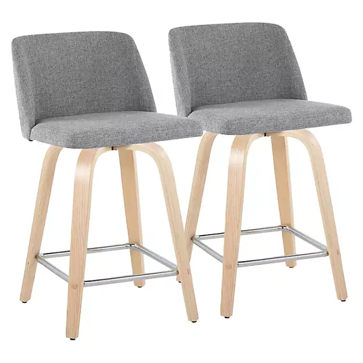 Bar Stools & Counter Height Stools-Kirklands Home Torino Upholstered Counter Stools, Set of 2 Gray