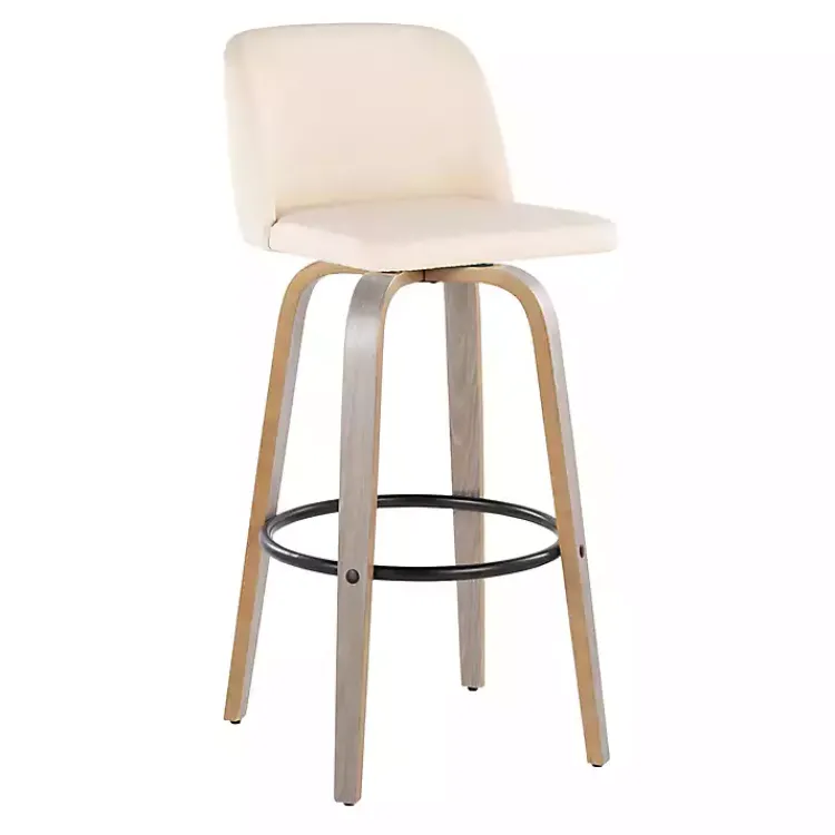 Bar Stools & Counter Height Stools-Kirklands Home Cream Faux Leather Torino Bar Stools, Set of 2 Ivory
