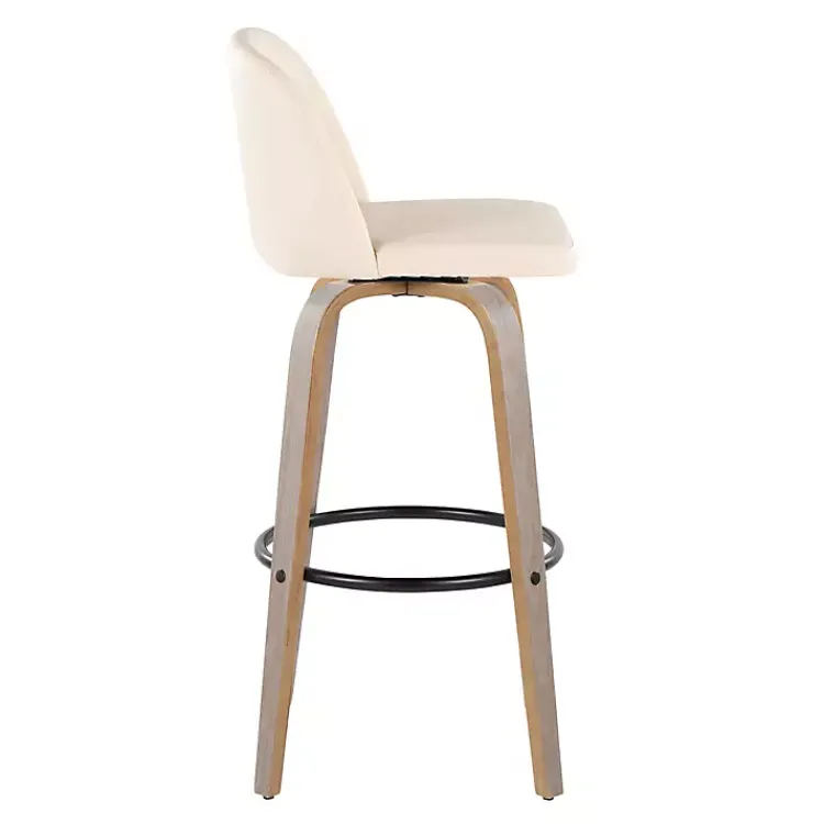 Bar Stools & Counter Height Stools-Kirklands Home Cream Faux Leather Torino Bar Stools, Set of 2 Ivory