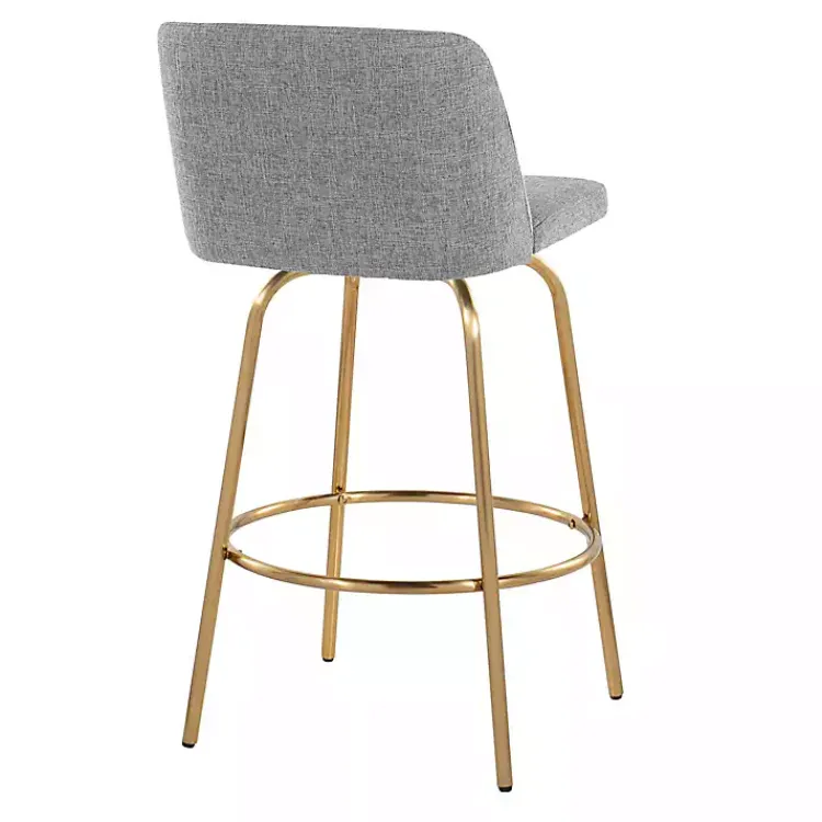 Bar Stools & Counter Height Stools-Kirklands Home Torino Gold Leg Counter Stools, Set of 2 Gray