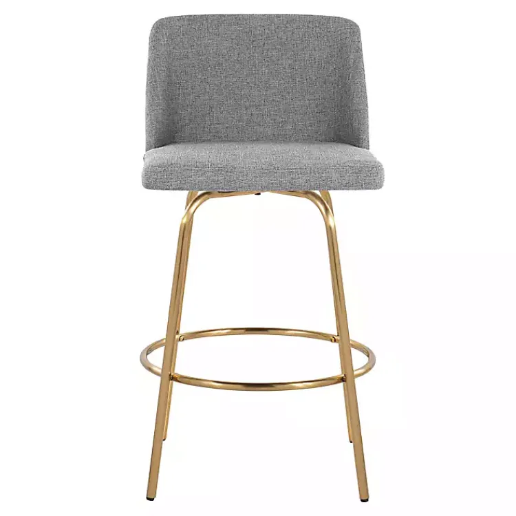 Bar Stools & Counter Height Stools-Kirklands Home Torino Gold Leg Counter Stools, Set of 2 Gray