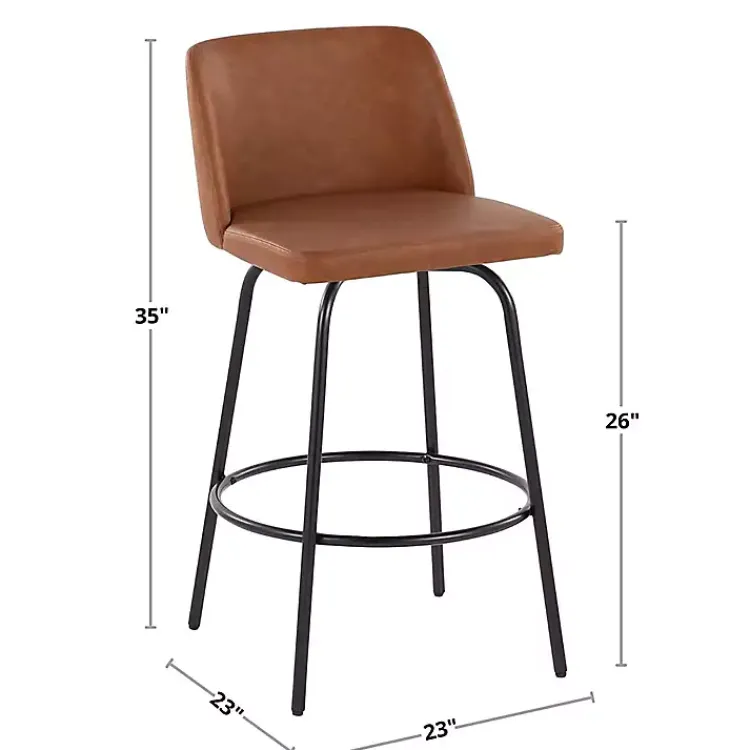 Bar Stools & Counter Height Stools-Kirklands Home Torino Gold Leg Counter Stools, Set of 2 Gray