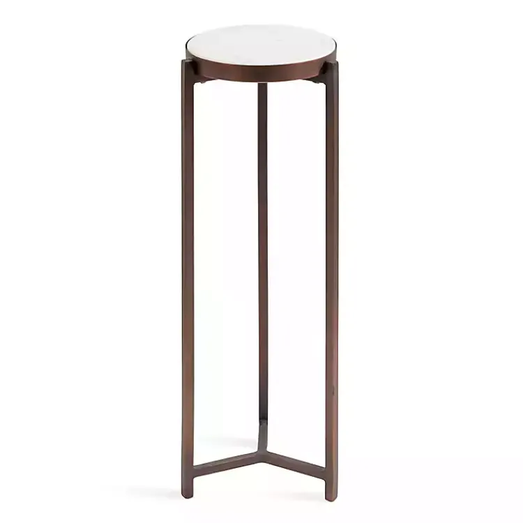 Accent & End Tables-Kirklands Home Bronze Angular Marble Accent Table Gold