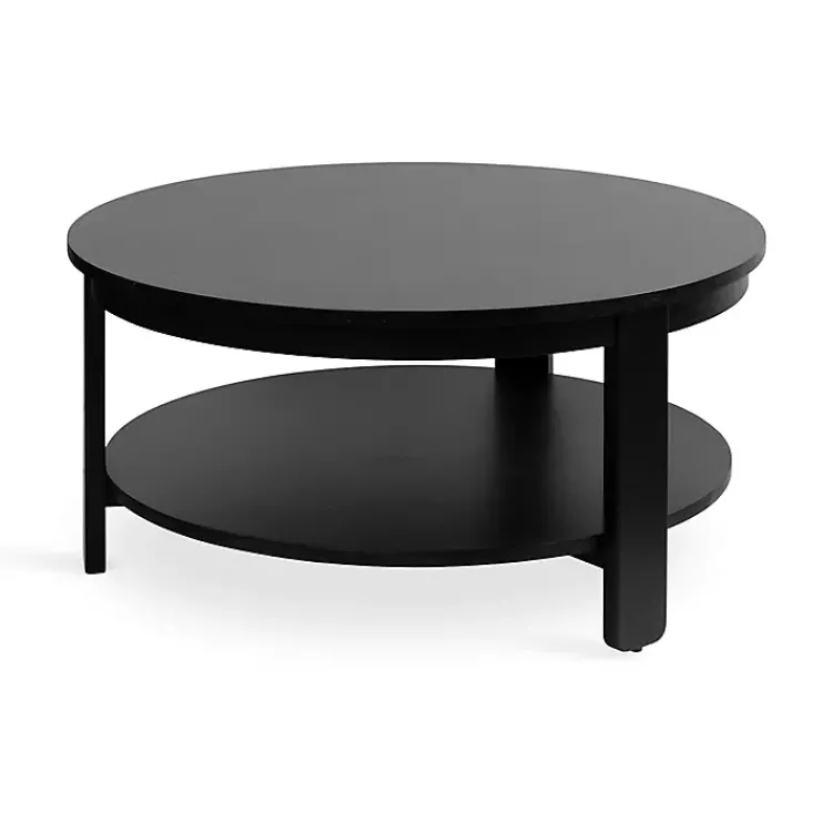 Coffee Tables-Kirklands Home Wood Round Ford Coffee Table Black