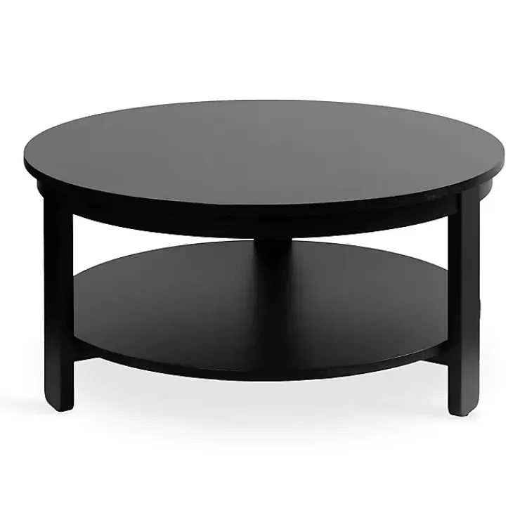Coffee Tables-Kirklands Home Wood Round Ford Coffee Table Black