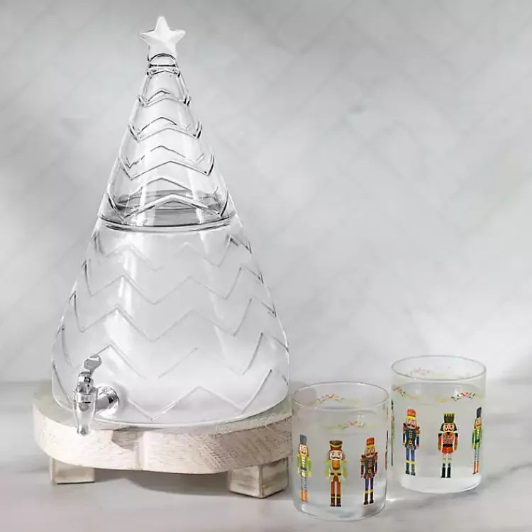 Serving & Entertaining-Kirklands Home Glass Christmas Tree Drink Dispenser Clear