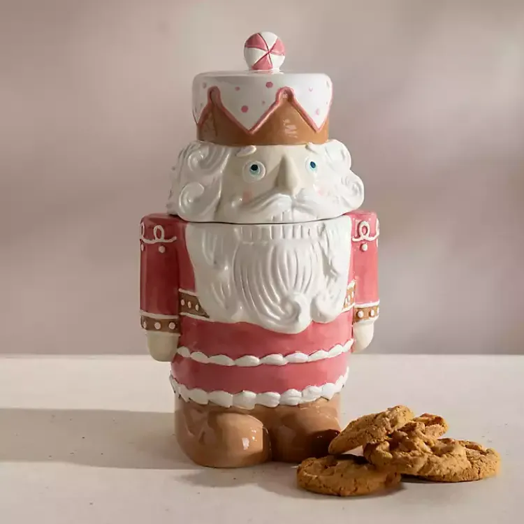 Serving & Entertaining-Kirklands Home Pink Nutcracker Ceramic Cookie Jar