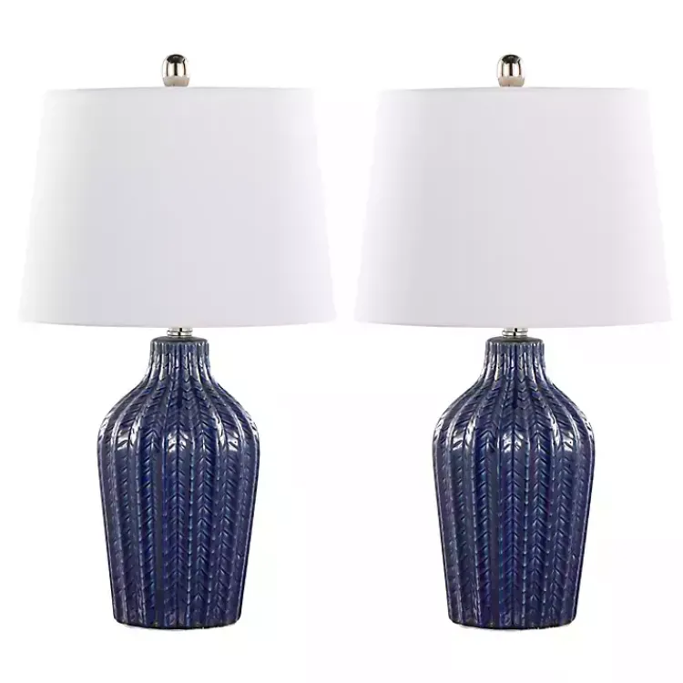 Table Lamps-Kirklands Home Navy Rockwell Table Lamps, Set of 2 Blue
