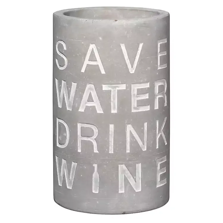 Barware-Kirklands Home Save Water Drink Wine Concrete Wine Bottle Cooler Gray