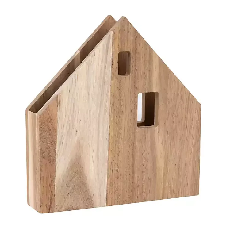 Kitchen Storage-Kirklands Home Wood House Shaped Napkin Holder Brown