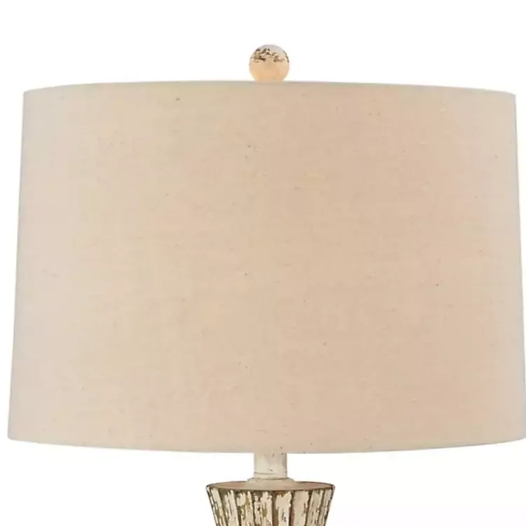 Table Lamps-Kirklands Home Distressed Cream Jada Table Lamp Tan