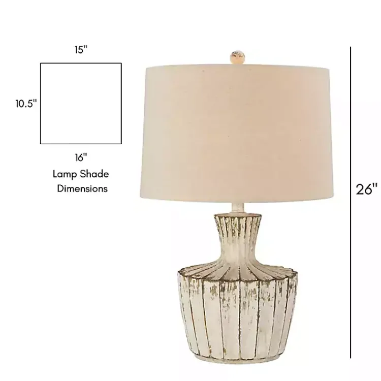 Table Lamps-Kirklands Home Distressed Cream Jada Table Lamp Tan