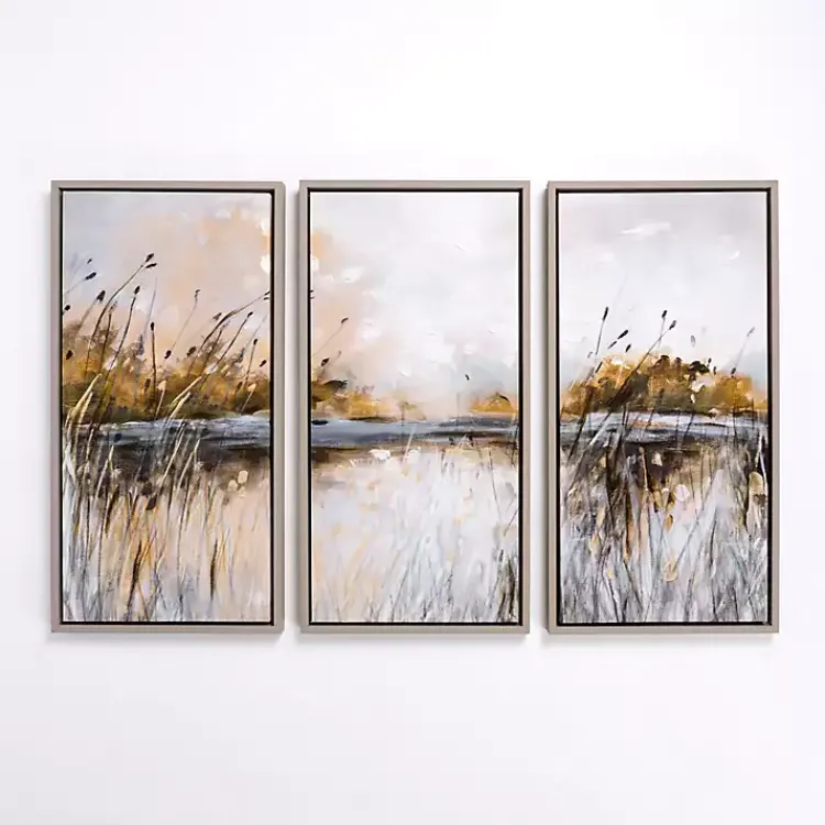 Canvas Art-Kirklands Home Marshland Landscape Framed Art Prints, Set of 3 Multi