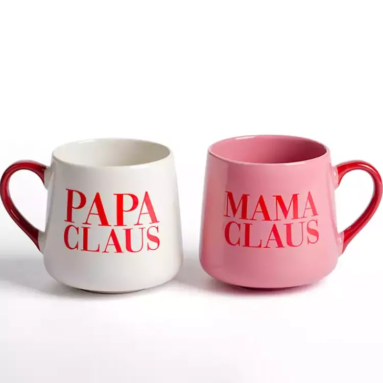 Glassware & Drinkware-Kirklands Home Papa and Mama Claus Mugs, Set of 2