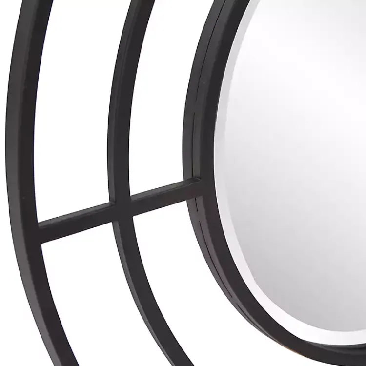 Decorative Mirrors-Kirklands Home Graphite Metal Bullseye Round Wall Mirror
