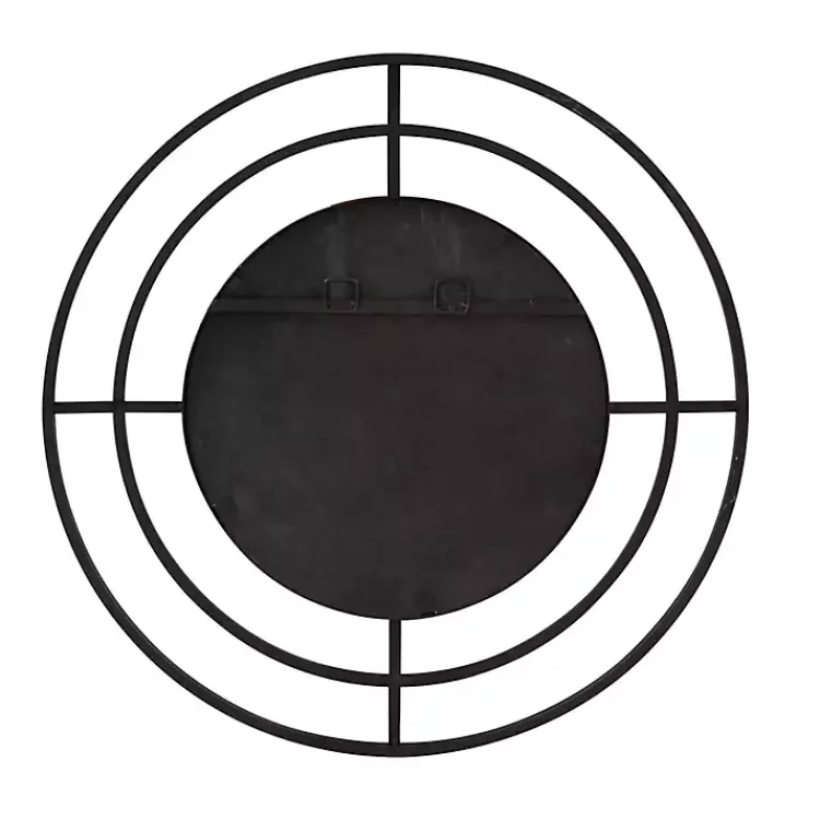 Decorative Mirrors-Kirklands Home Graphite Metal Bullseye Round Wall Mirror