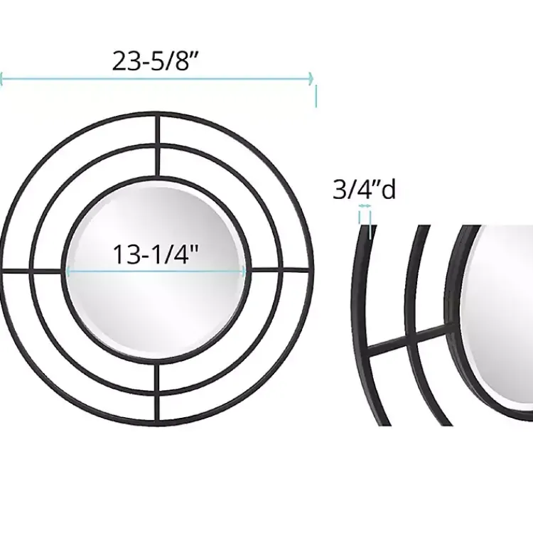 Decorative Mirrors-Kirklands Home Graphite Metal Bullseye Round Wall Mirror