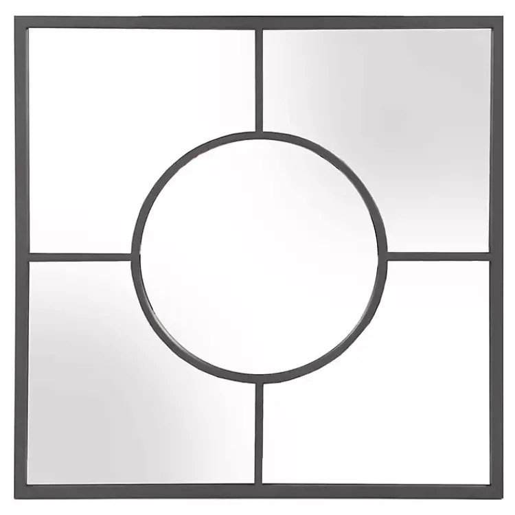 Decorative Mirrors-Kirklands Home Graphite Metal Geometric Square Wall Mirror