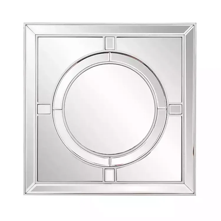 Decorative Mirrors-Kirklands Home Silver Windowpane Square Wall Mirror