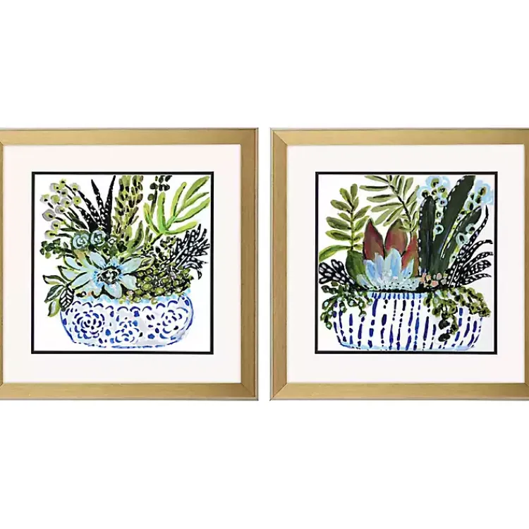Framed Art-Kirklands Home Succulent Garden Framed Art Prints, Set of 2 Green