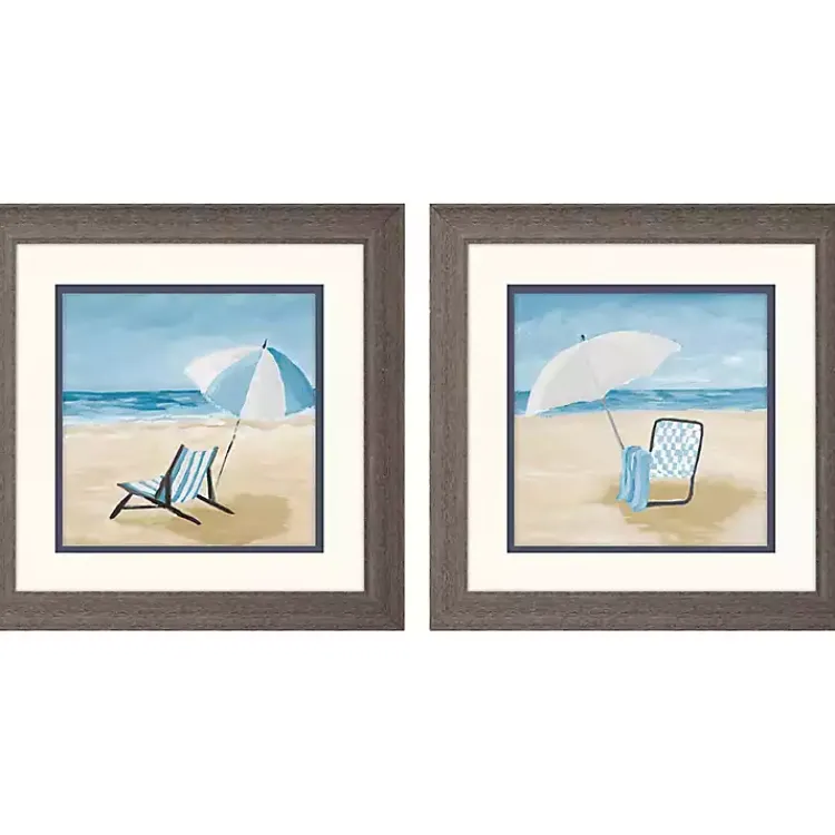 Framed Art-Kirklands Home Blue Beach Framed Art Prints, Set of 2
