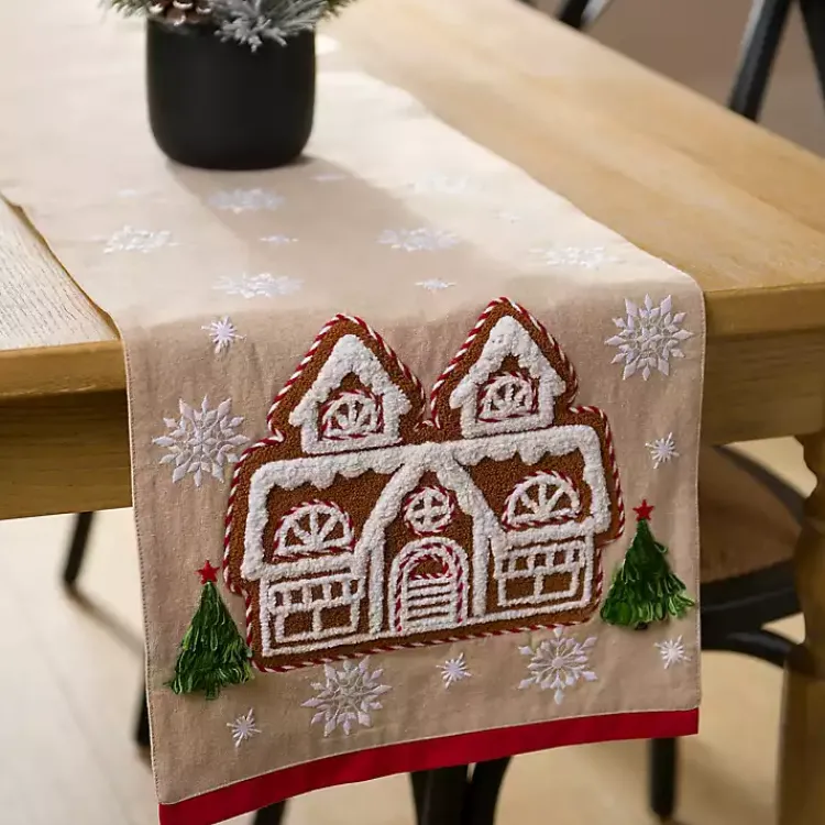 Table Linens-Kirklands Home Gingerbread House Christmas Table Runner, 90 in.