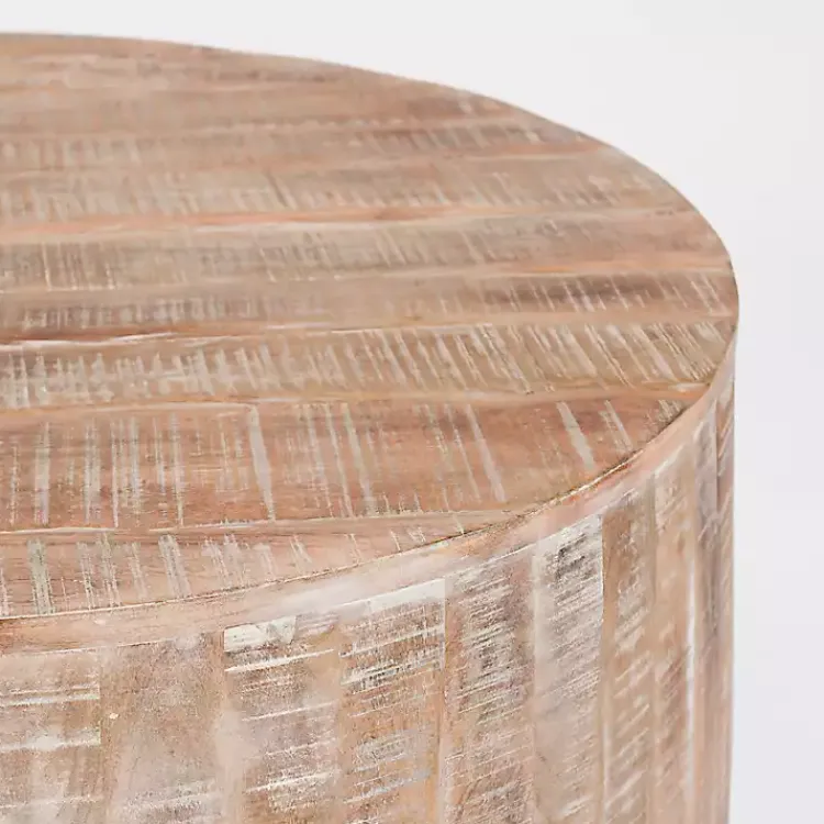 Coffee Tables-Kirklands Home Sawmark Round Drum Coffee Table Brown