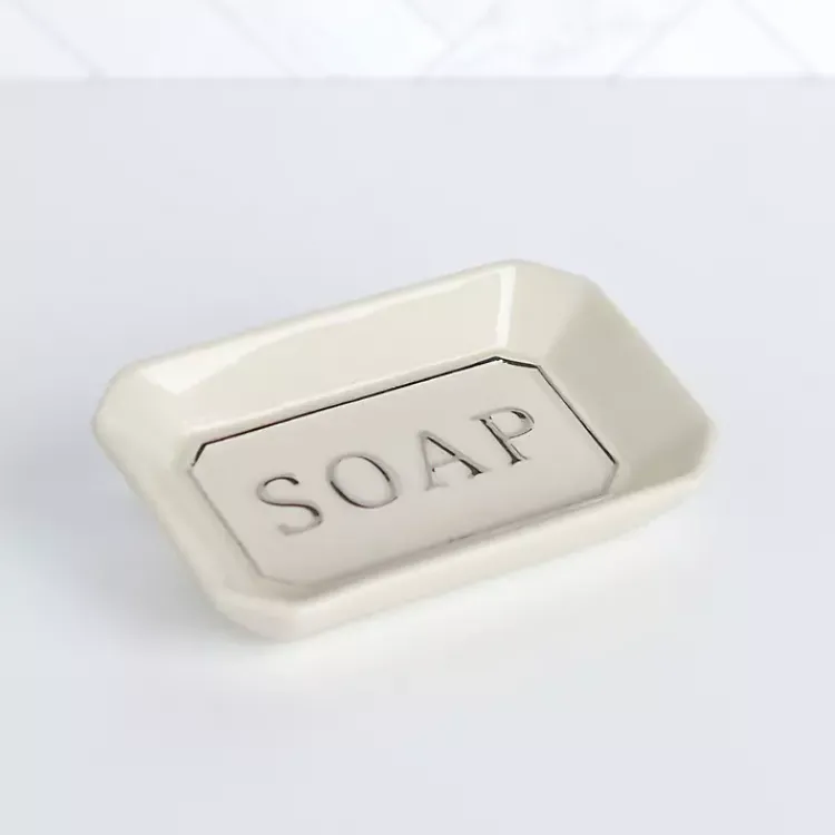 Bathroom Accessories-Kirklands Home Ceramic Soap Dish White