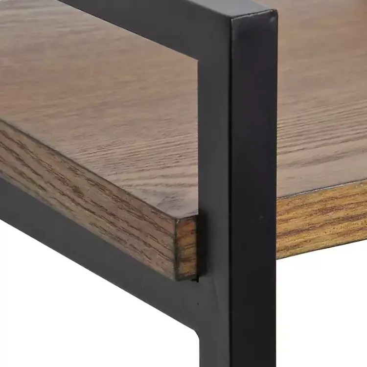 Bookshelves-Kirklands Home 4-Tier Black Metal Frame Shelf Brown