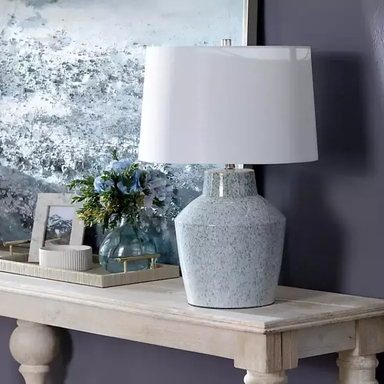 Table Lamps-Kirklands Home Speckled Ceramic Jar Table Lamp Blue