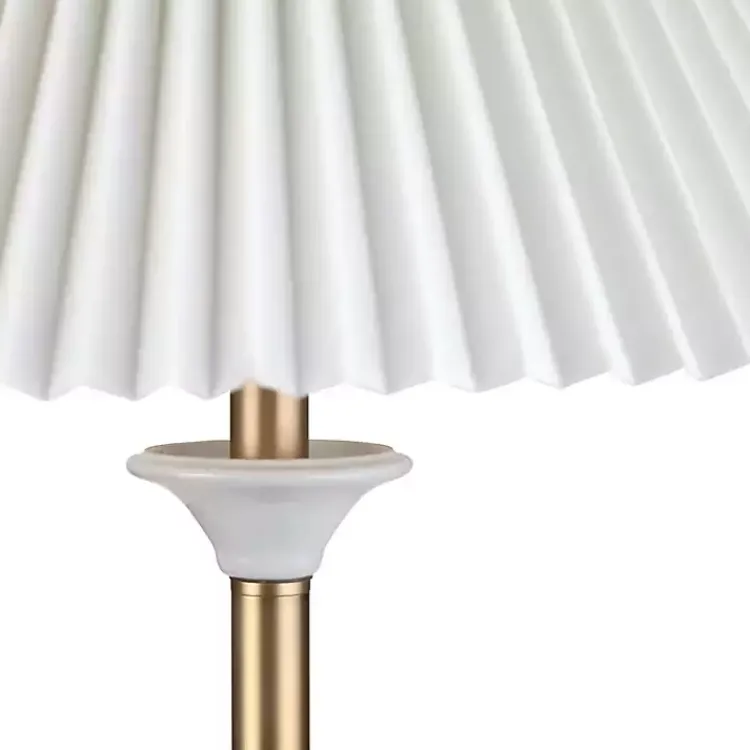 Floor Lamps-Kirklands Home Gold and Modern Floor Lamp White