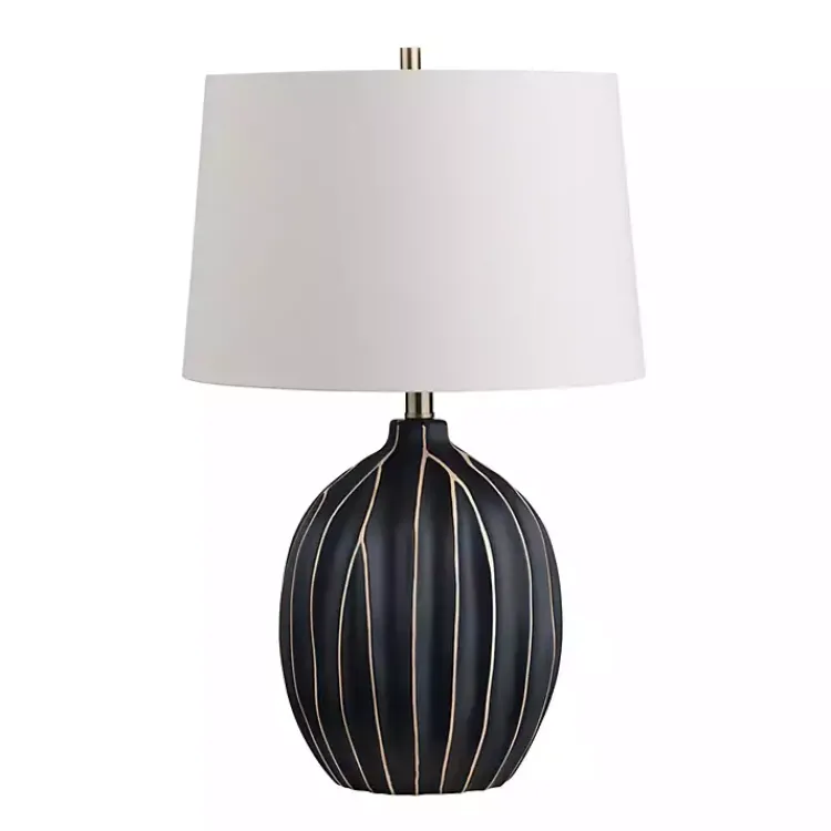 Table Lamps-Kirklands Home Black Ridge Ceramic Table Lamp Ivory