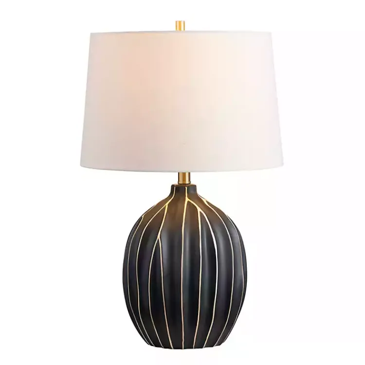 Table Lamps-Kirklands Home Black Ridge Ceramic Table Lamp Ivory