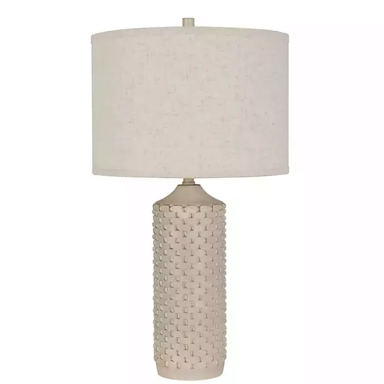 Table Lamps-Kirklands Home Distressed Cream Textured Table Lamps, Set of 2 Tan