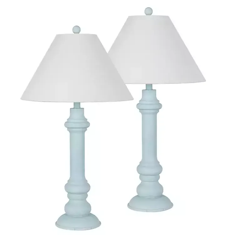 Table Lamps-Kirklands Home Light Blue Coastal Ariel Table Lamps, Set of 2