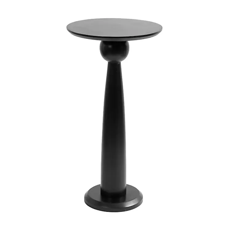 Accent & End Tables-Kirklands Home Round Wood Jess Accent Table Black
