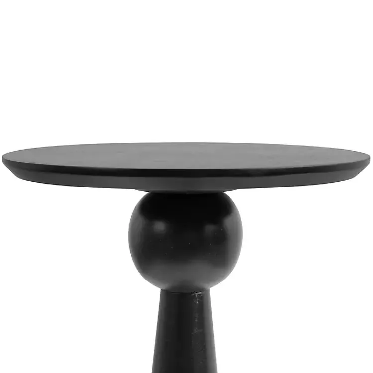 Accent & End Tables-Kirklands Home Round Wood Jess Accent Table Black